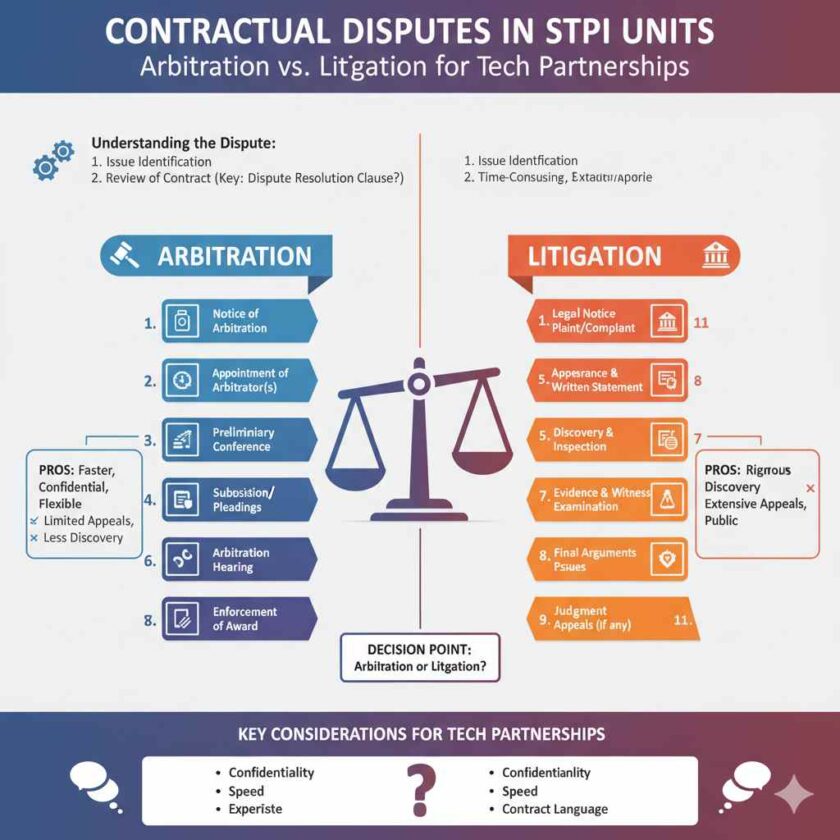 Contractual Disputes in STPI Units: Arbitration vs. Litigation for Tech Partnerships