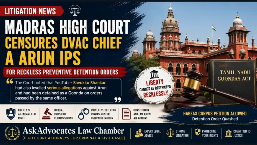 Madras High Court Criticises Preventive Detention Practices in Significant Goondas Act Decision