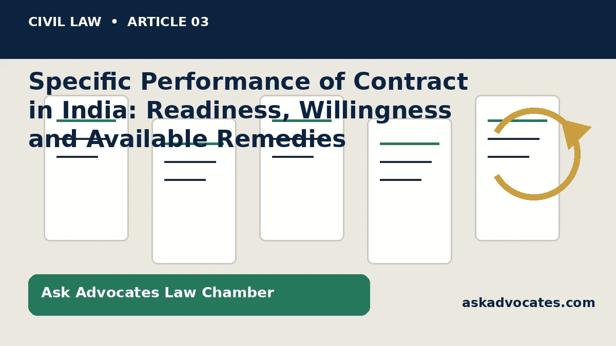 Specific Performance of Contracts in India: Proof of Readiness, Willingness, and Legal Remedies
