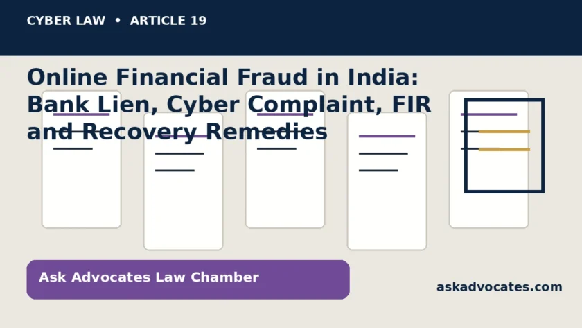 Featured image for the guide to online financial fraud, bank lien and cyber complaint remedies in India